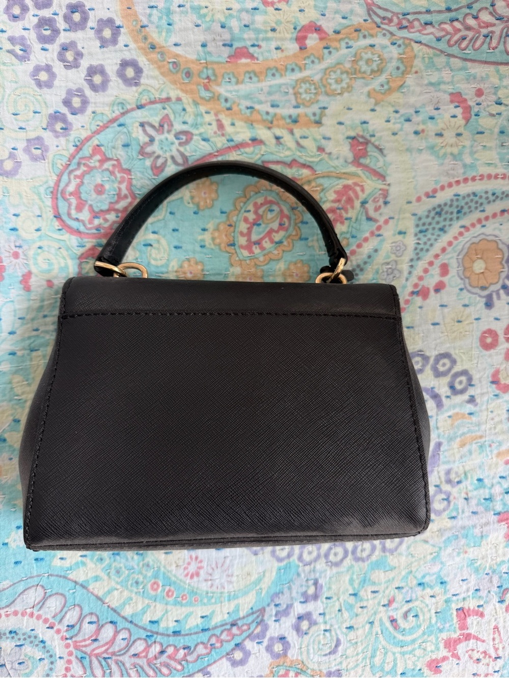 Michael Kors Black Mini Saffiano Top-Handle Bag with Gold Hardware - Picture 2 of 3